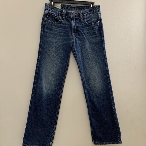 Abercrombie Jeans kids 16 28x29 Blue Dark Wash button Fly straight - Picture 2 of 12